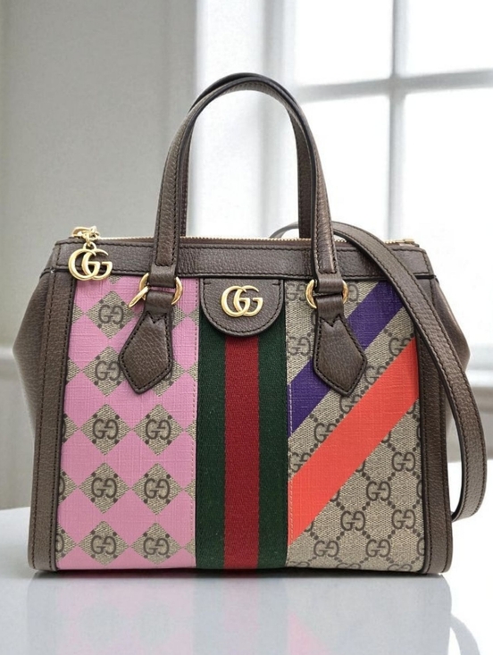 Gucci Handbags - Gucci GG Supreme Equestrian Web Small Ophidia Tote Bag Multicolor Crossbody Bag
